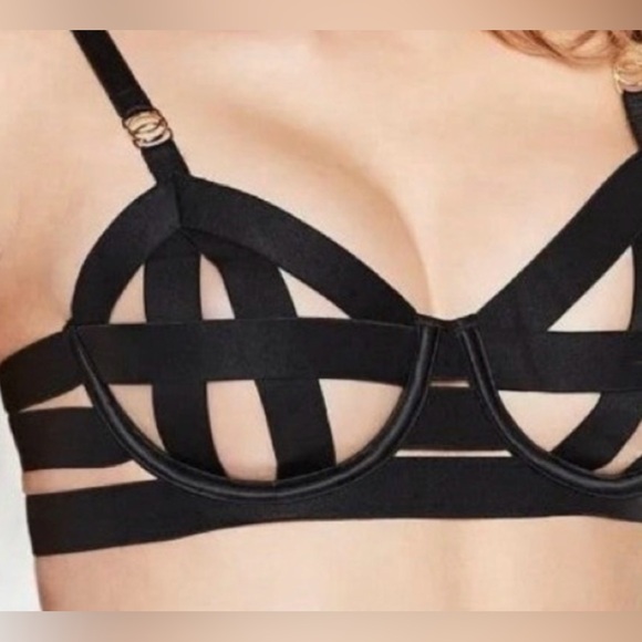 Victoria Secret Luxe Banded Demi Unlined Bra Strapped Cut Out 34C VS Sexy New - Picture 5 of 6